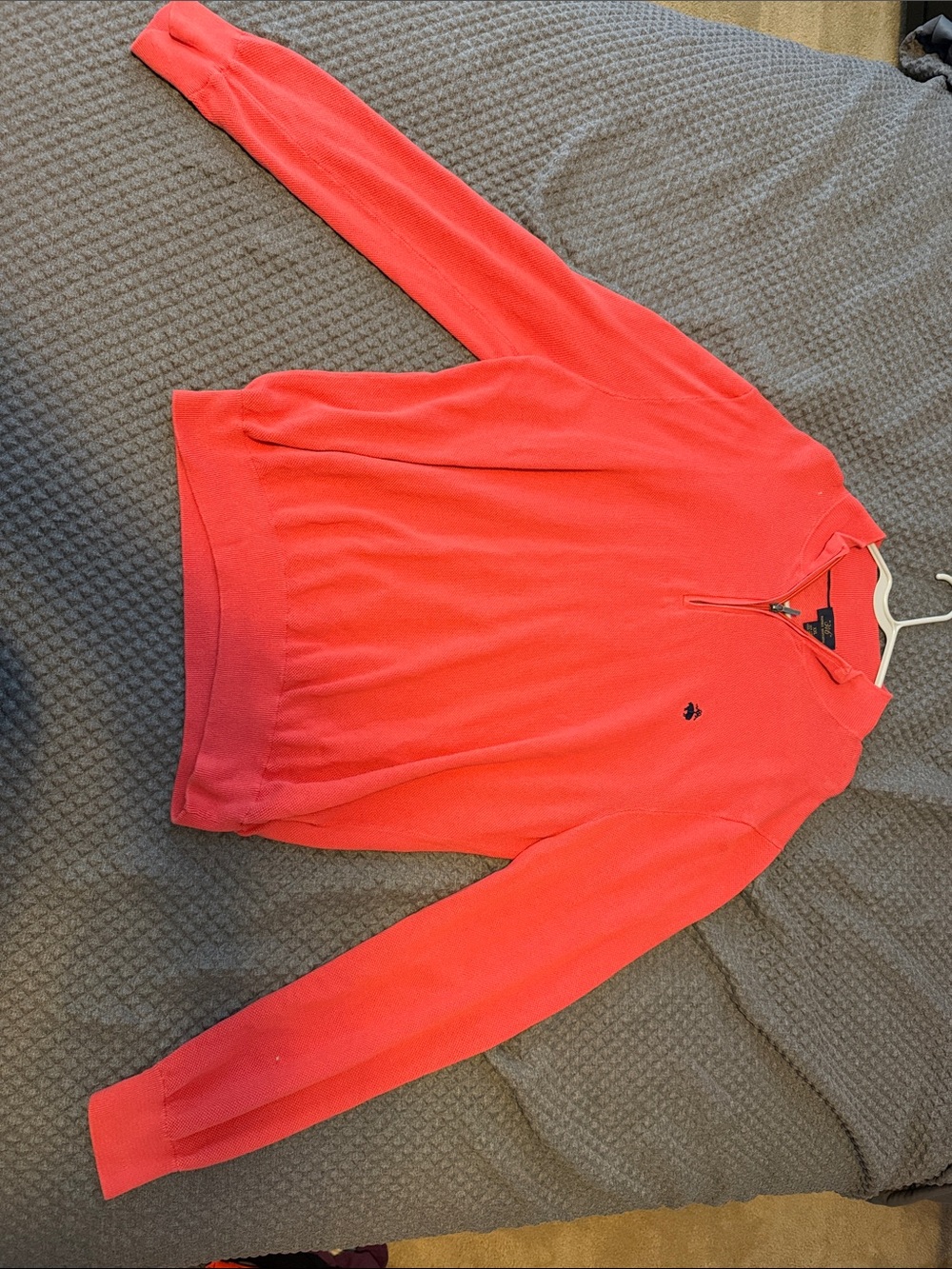 Brooks Brothers Coral-Red Quarter-Zip Sweater
